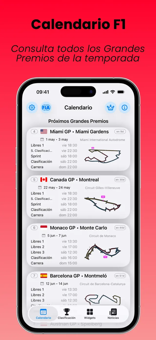Avisos de carrera F1 antes de cada Gran Premio.