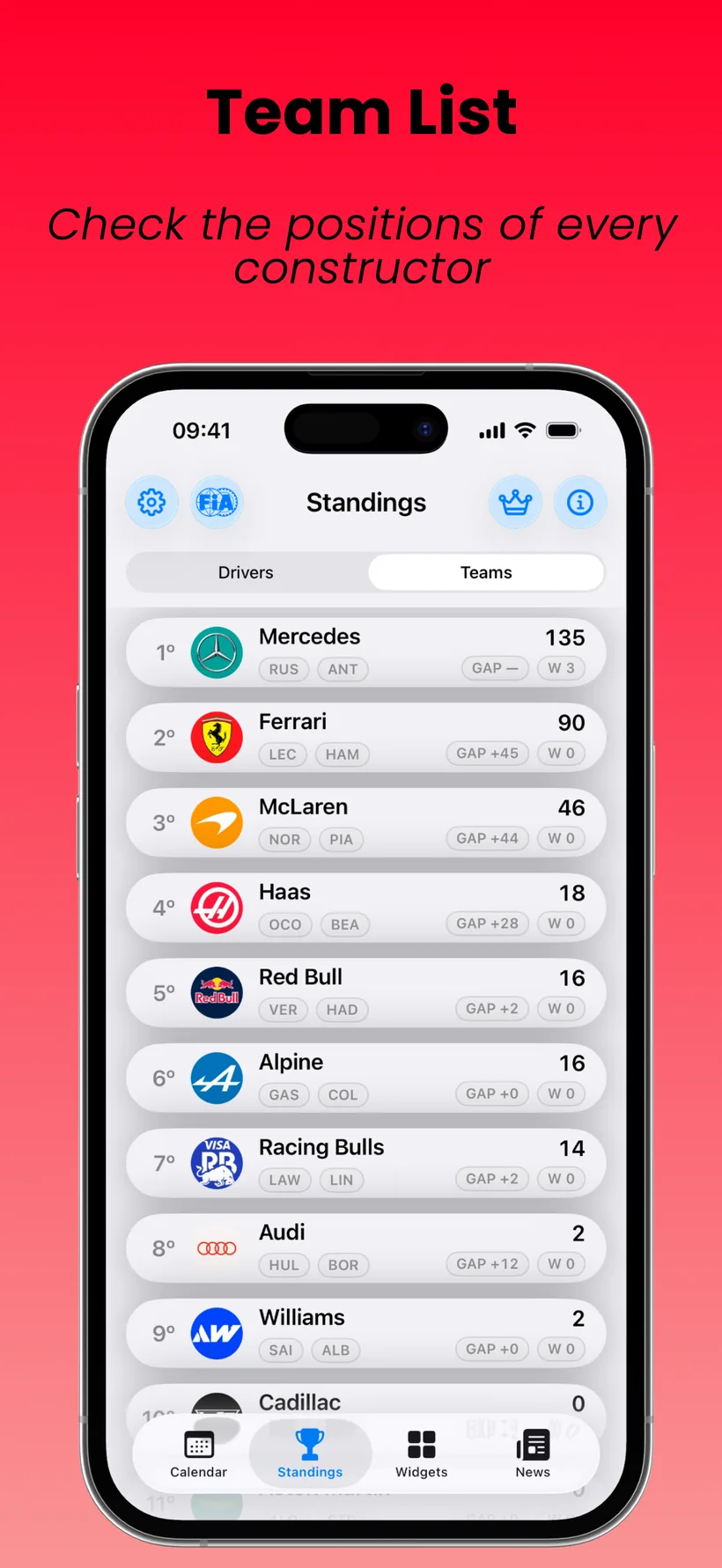 SpeedTrack constructors screenshot