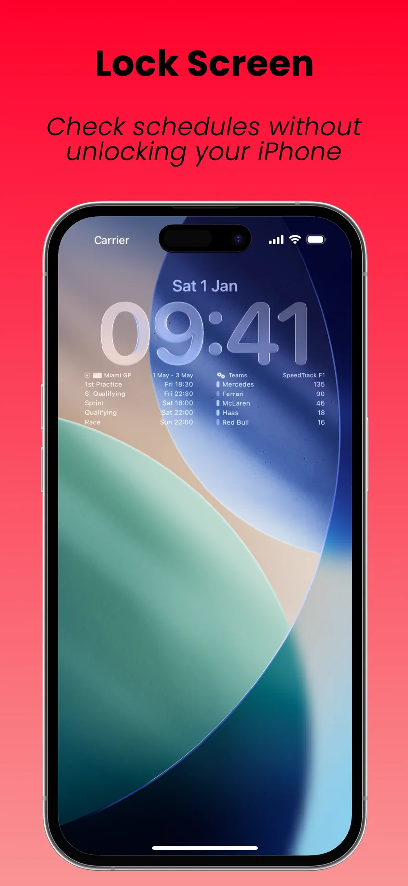 SpeedTrack Lock Screen widgets